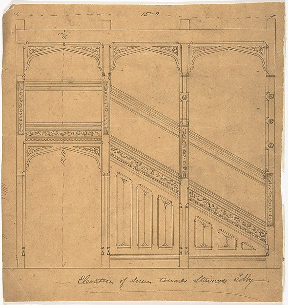 Staircase Lobby Design 19th cent-Anonymous, British, 19th cent, Poster Print Wall Art