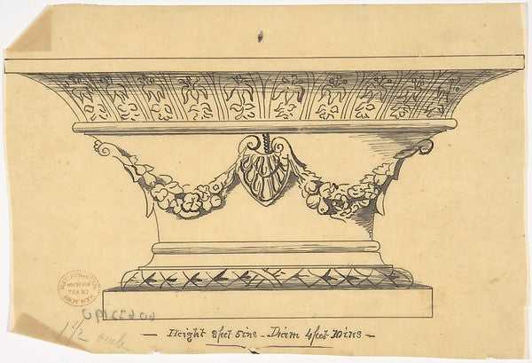 Classical pedestal 19th cent-Anonymous, British, 19th cent,16x12"(A3)Poster