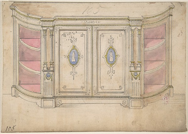 Cabinet Design with Doors Adorned with Porcelain Plaques 19th , Poster Print Wall Art