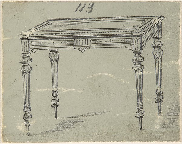 Design for a Small Rectangular Table with Greek Ornament 19th , Poster Print Wall Art