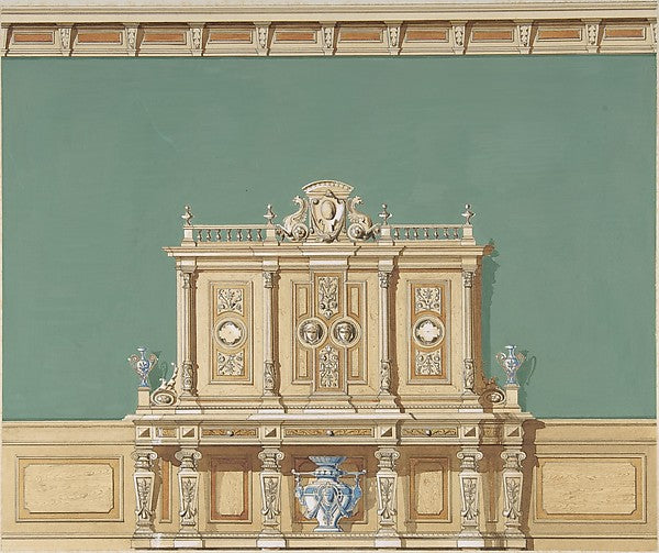 Interior Design with a Large Renaissance Style Cabinet against, Poster Print Wall Art