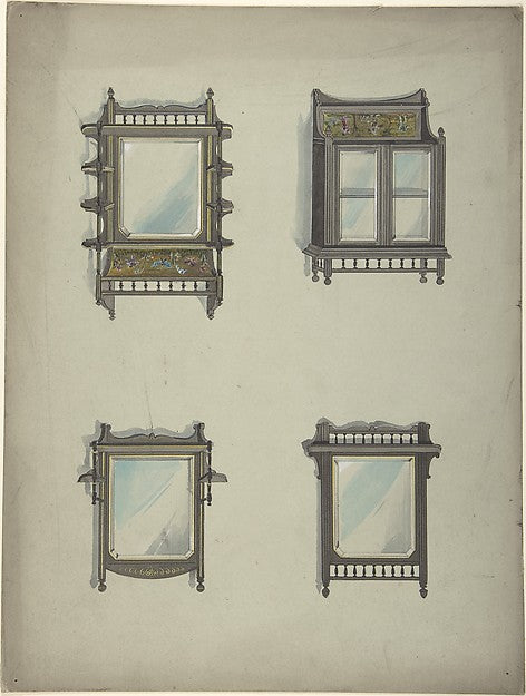 Design for Four Hanging Mirrors 19th cent-Anonymous, British, , Poster Print Wall Art