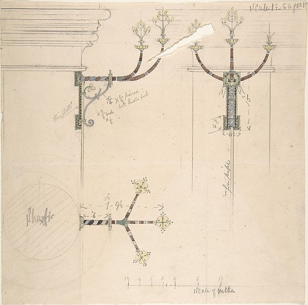 Designs for Church Wall Standards c1880-Richardson Ellson & Co,16x12"(A3)Poster