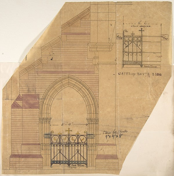 Design for Church Porch and Gates second half 19th cent-Attrib, Poster Print Wall Art