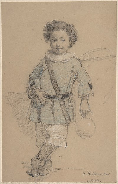 Sketch of a Young Boy 1857-Eugène-Ernest Hillemacher, Poster Print