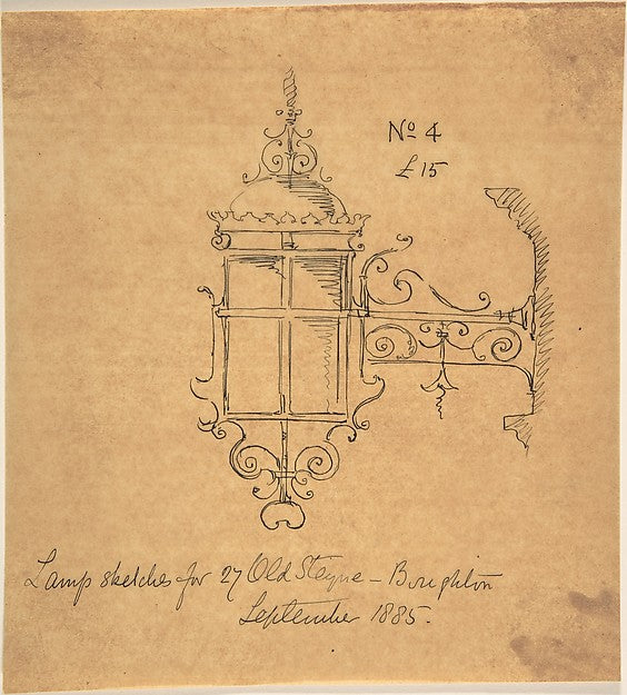 Lamp Design for 27 Old Steyne Brighton 1885-Attributed to Ric,16x12"(A3)Poster