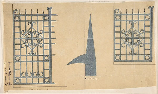 Designs for Church Gates with Spiked Tops 1870–1900-Attributed,16x12"(A3)Poster