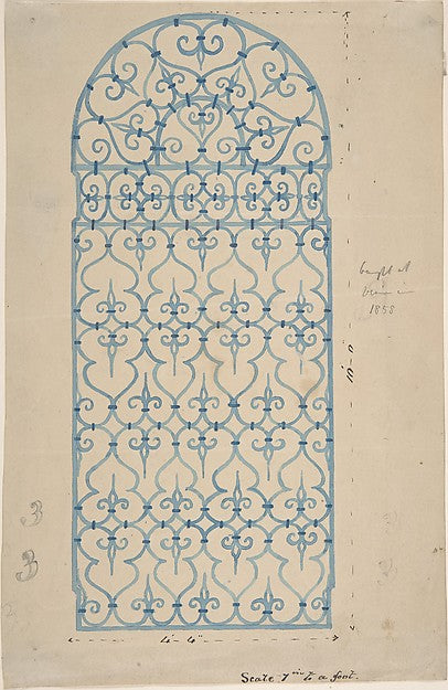 Wrought Iron Gate Design Sketches for Bracket 1870–1900-Ano, Poster Print Wall Art