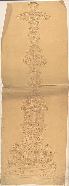 Metal Candlestick with Classical Ornament 19th cent-Anonymous,,16x12"(A3)Poster