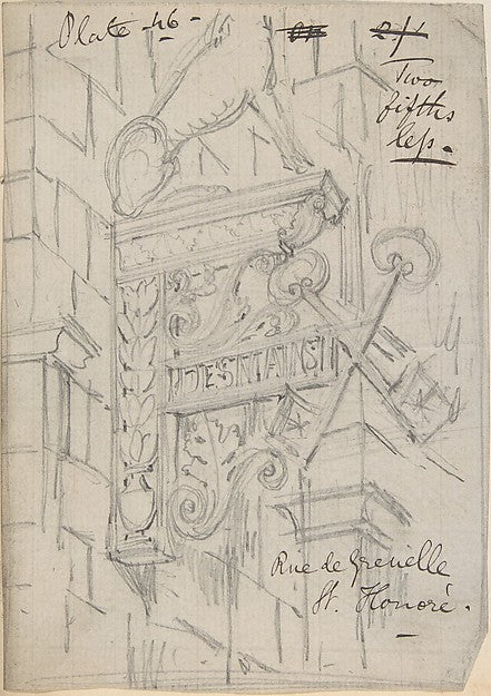 Metal Bracket Rue de Grenelle St. Honoré second half 19th ce,16x12"(A3)Poster