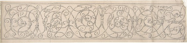 Panel of Curvilinear Metal Ornament Adorned with Masks and Win, Poster Print Wall Art