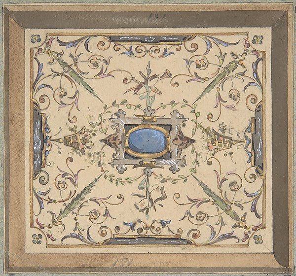Design for Ceiling Château de Cangé second half 19th cent-Jul, Poster Print Wall Art