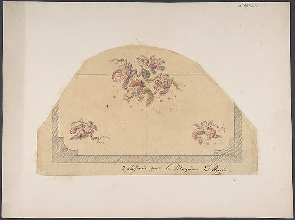 Design for Ceiling with Cherubs second half 19th cent-Jules-Ed, Poster Print Wall Art
