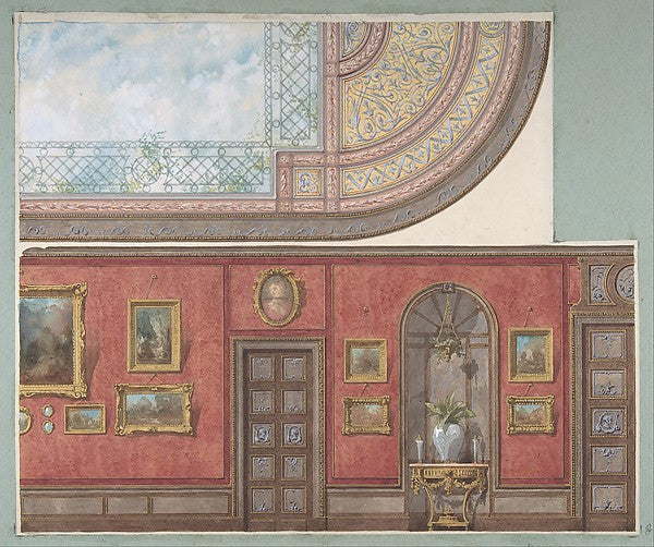 Design for Gallery Elevation and Ceiling Hôtel Cottier c1867-, Poster Print Wall Art