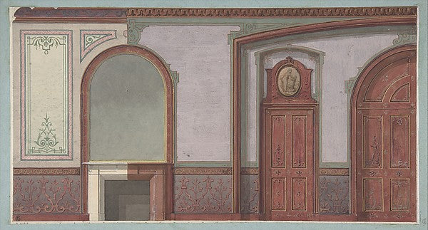 Design for Painted Wall Paneling Château de Deepdene 1875–79-, Poster Print Wall Art
