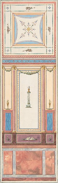 Design for Wall Paneling and Ceiling in Pompeiian Style Châte, Poster Print Wall Art