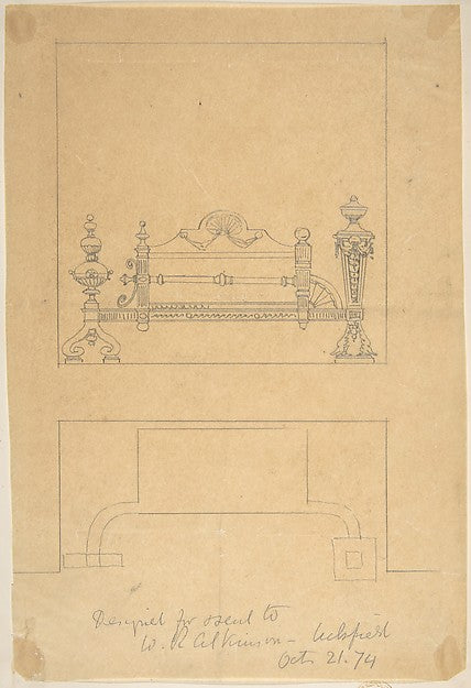 Design for Grate with Plan 1874-Anonymous, British, 19th cent,16x12"(A3)Poster