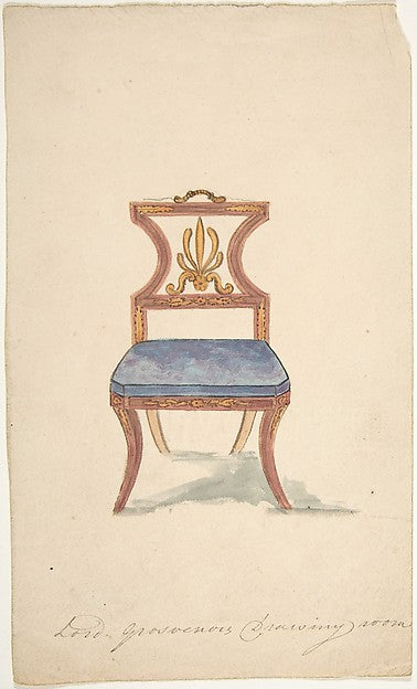 Design for a Chair "For Lord Grosvenor's Drawing Room" early , Poster Print Wall Art