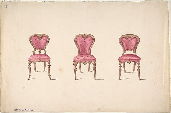 Design for Three Chairs with Red Upholstery early 19th cent-An, Poster Print Wall Art