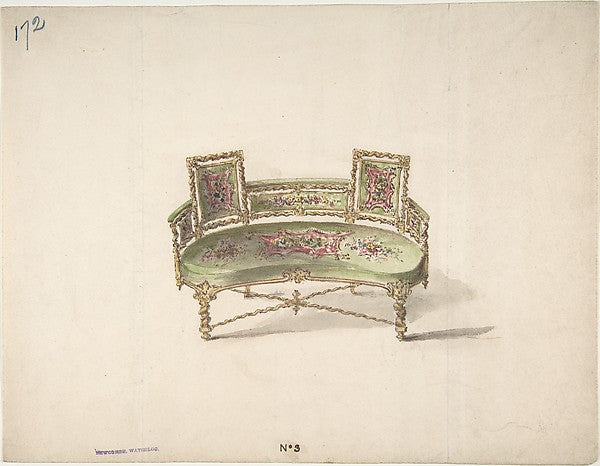 Design for a Curve-backed Settee early 19th cent-Anonymous, Br, Poster Print Wall Art