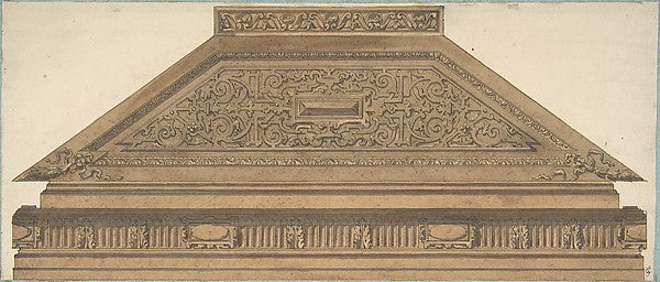 Design for Carved Wood Paneling and Molding Featuring Strapwor, Poster Print Wall Art