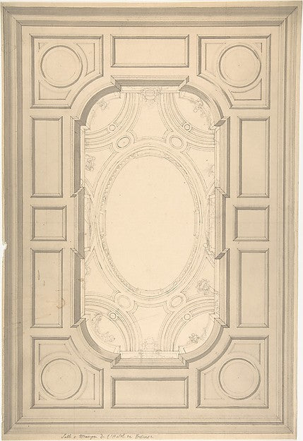 Design for Trompe L'Oeil Ceiling for Dining Room Hôtel de Tré, Poster Print Wall Art