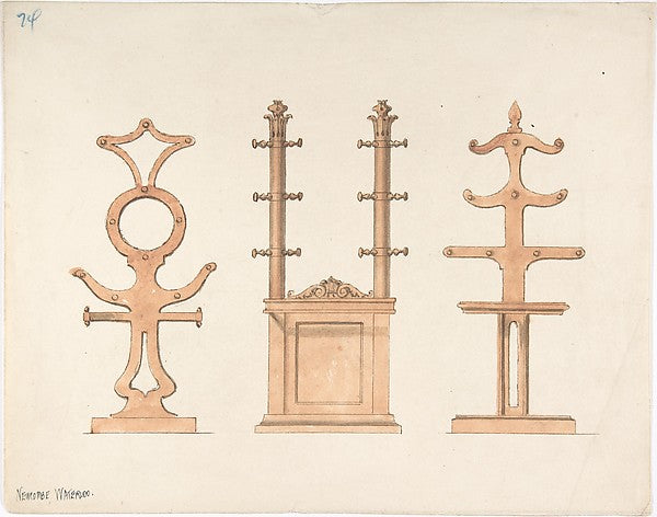 Design for Three Hat or Coat Racks early 19th cent-Anonymous, , Poster Print Wall Art