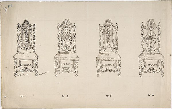 Design for Four Seventeenth cent Style Chairs early 19th cent-, Poster Print Wall Art