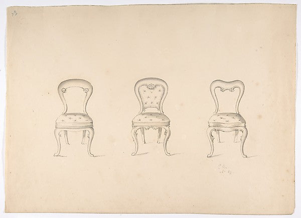 Design for Three Chairs early 19th cent-Anonymous, British, 19, Poster Print Wall Art