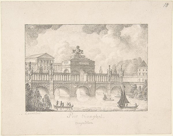 Design for a Triumphal Bridge 19th cent-Joseph Lemercier, Poster Print