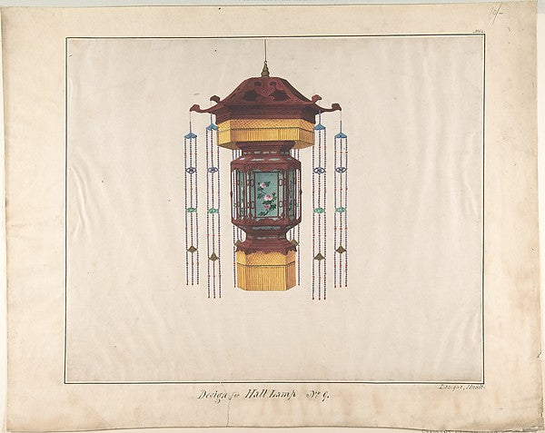Design for Hall Lamp No.9 c1845-Lamqua, Poster Print Wall Art