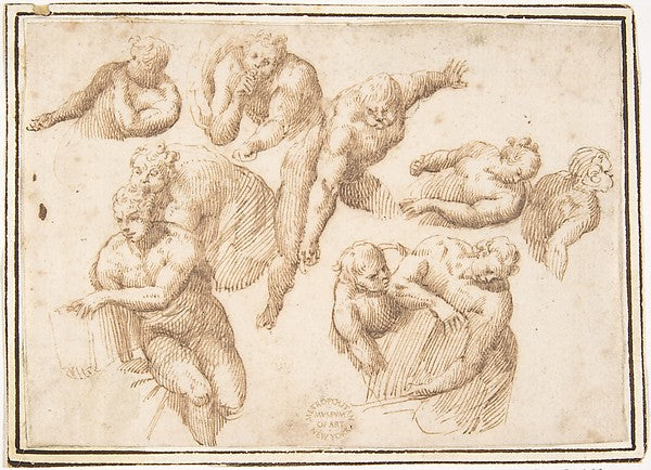Group of Figures Copied from Michelangelo's Last Judgment 1624,16x12"(A3) Poster