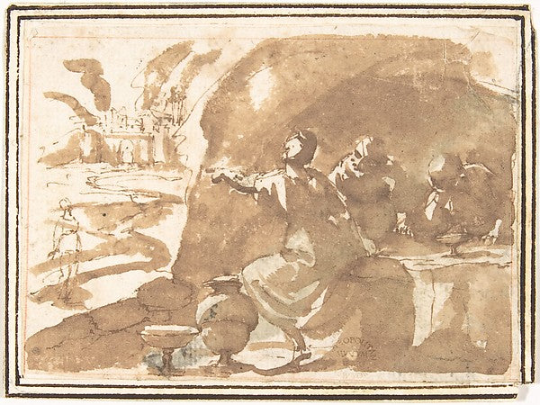 Lot and His Daughters 1624–63-attributed to Francesco Allegrin, Poster Print Wall Art