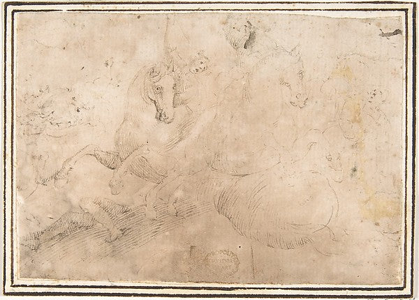 Cavalry Engagement 1624–63-attributed to Francesco Allegrini , Poster Print Wall Art