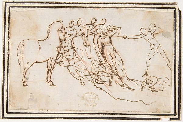 Unidentified Subject - Nine Figures and a Horse 1624–63-attrib, Poster Print Wall Art