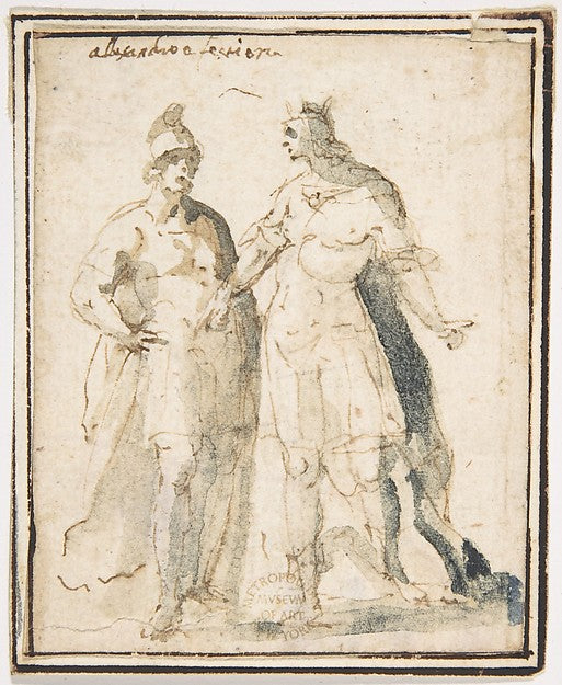 Two Standing Male Figures in Antique Military Costume 1624–63,16x12"(A3) Poster