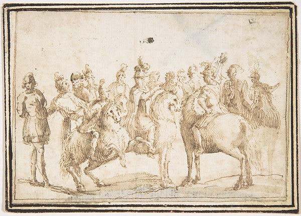 Group of Horsemen 1624–63-attributed to Francesco Allegrini 1, Poster Print Wall Art