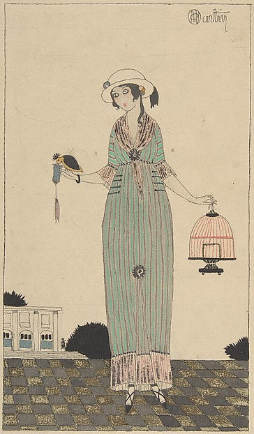 A Lady Feeding a Bird 1913-Charles Martin,16x12"(A3)Poster