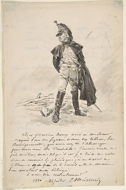 Letter to Samuel P. Avery with a drawing of a military figure , Poster Print Wall Art
