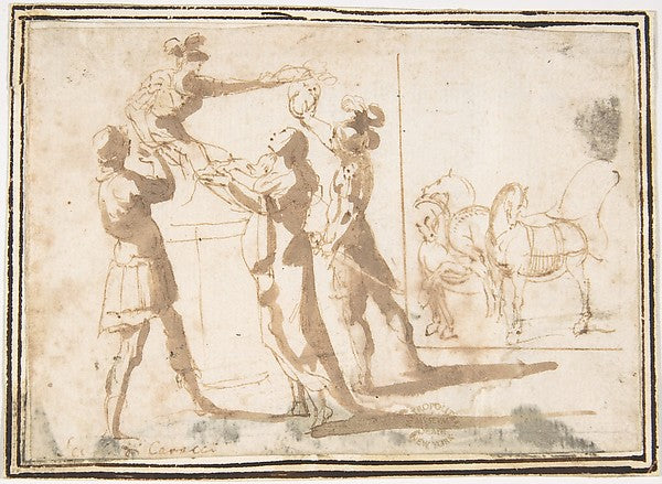 Enthroned Warrior Distributing Crowns 1624–63-attributed to Fr, Poster Print Wall Art