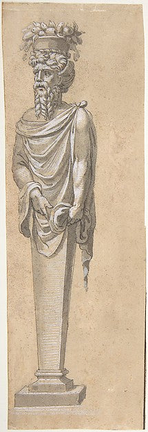 Bearded Male Term Looking Left c1545–65-Anonymous, French, 16t, Poster Print Wall Art