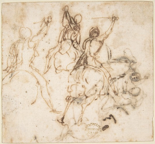 Cavalry Charge 1624–63-attributed to Francesco Allegrini 1615, Poster Print Wall Art