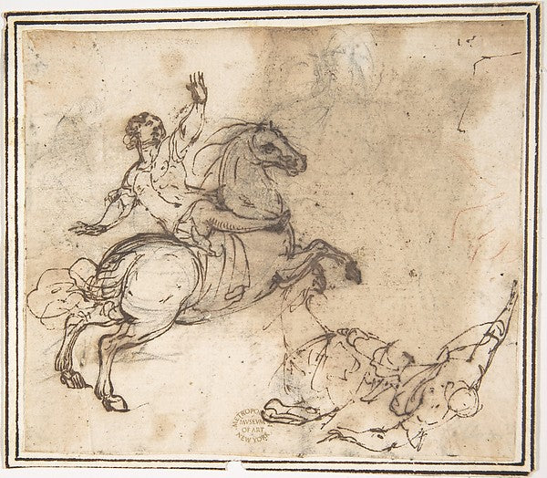Horse and Rider 1624–63-attributed to Francesco Allegrini 161, Poster Print Wall Art