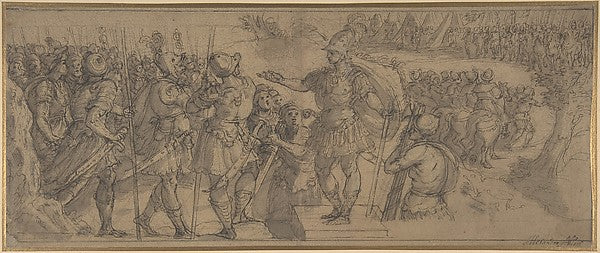Design for a Narrative Frieze - A Commander Addressing His Tro, Poster Print Wall Art