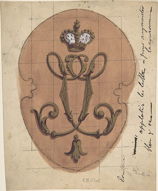Design for a Monogram Surmounted by a Crown 19th cent-Charles, Poster Print