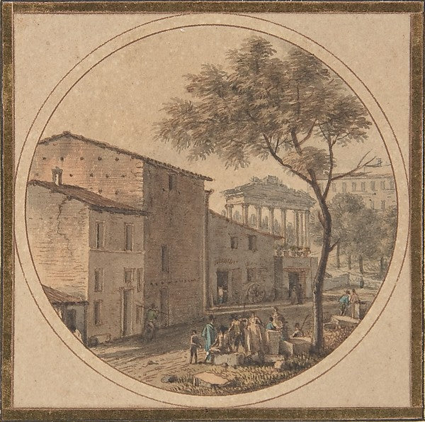 View of the Roman Forum with the Temple of Saturn in the Backg, Poster Print Wall Art
