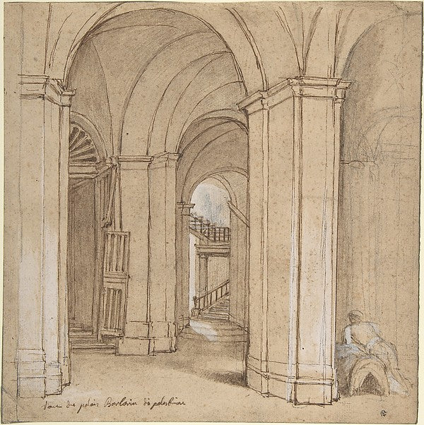 Staircase in the Palazzo Barberini Palestrina mid-18th cent-C, Poster Print Wall Art