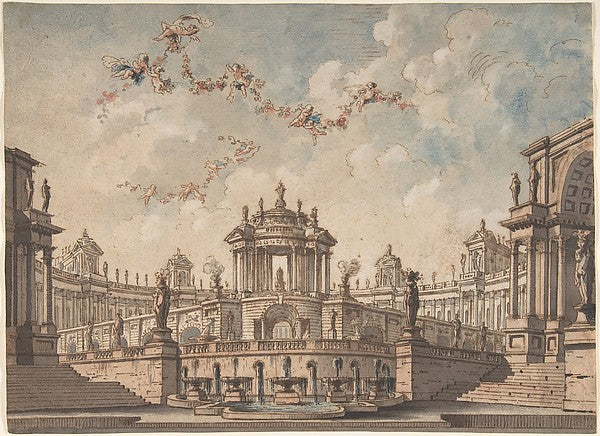 Design for a Stage Set: Semi-Circular Colonnaded Building a B,16x12"(A3) Poster