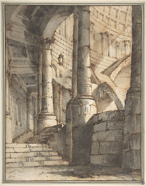 Framed Design for a Stage Set. 1772–1842-attributed to Mauro B,16x12"(A3) Poster