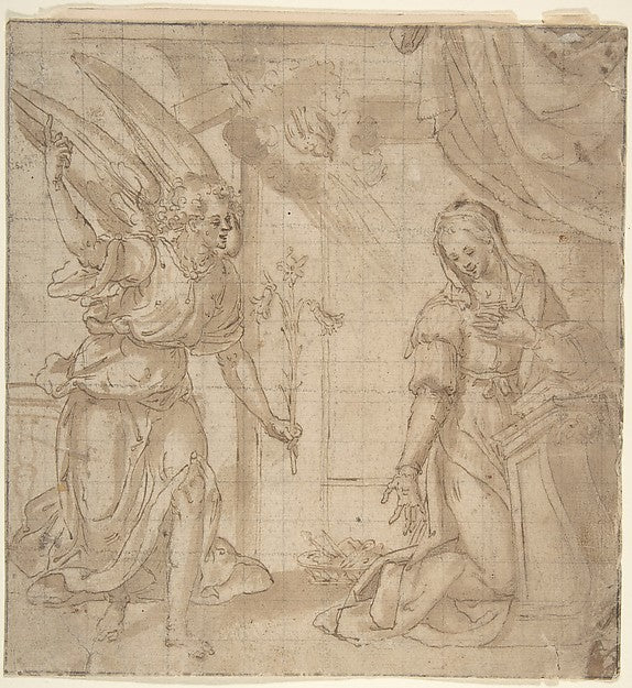 Annunciation. 1560–1600-Marchigian artist near Filippo Bellini, Poster Print